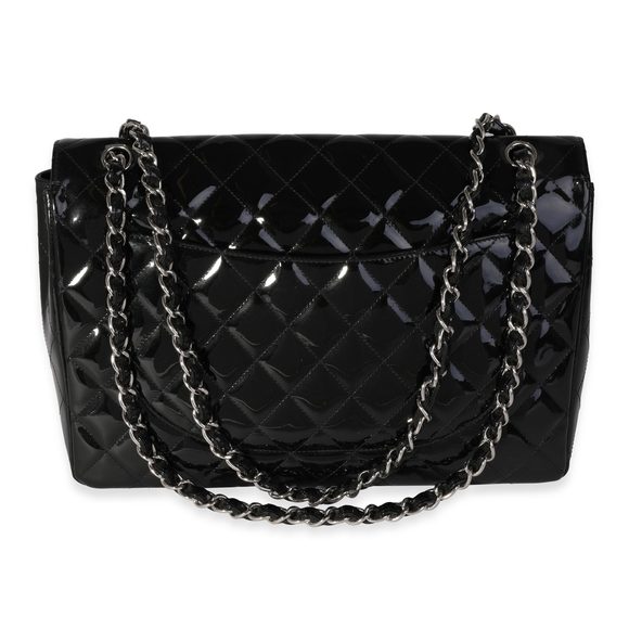 Chanel Black Quilted Patent Leather Maxi Classic Single Flap Bag - Picture 3 of 8